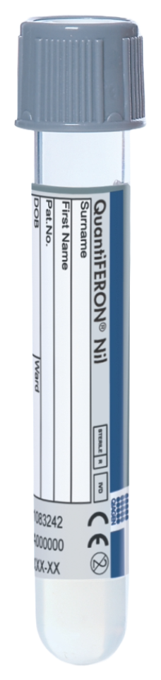 QuantiFERON Nil collection tube — grey cap, background interferon-gamma control
